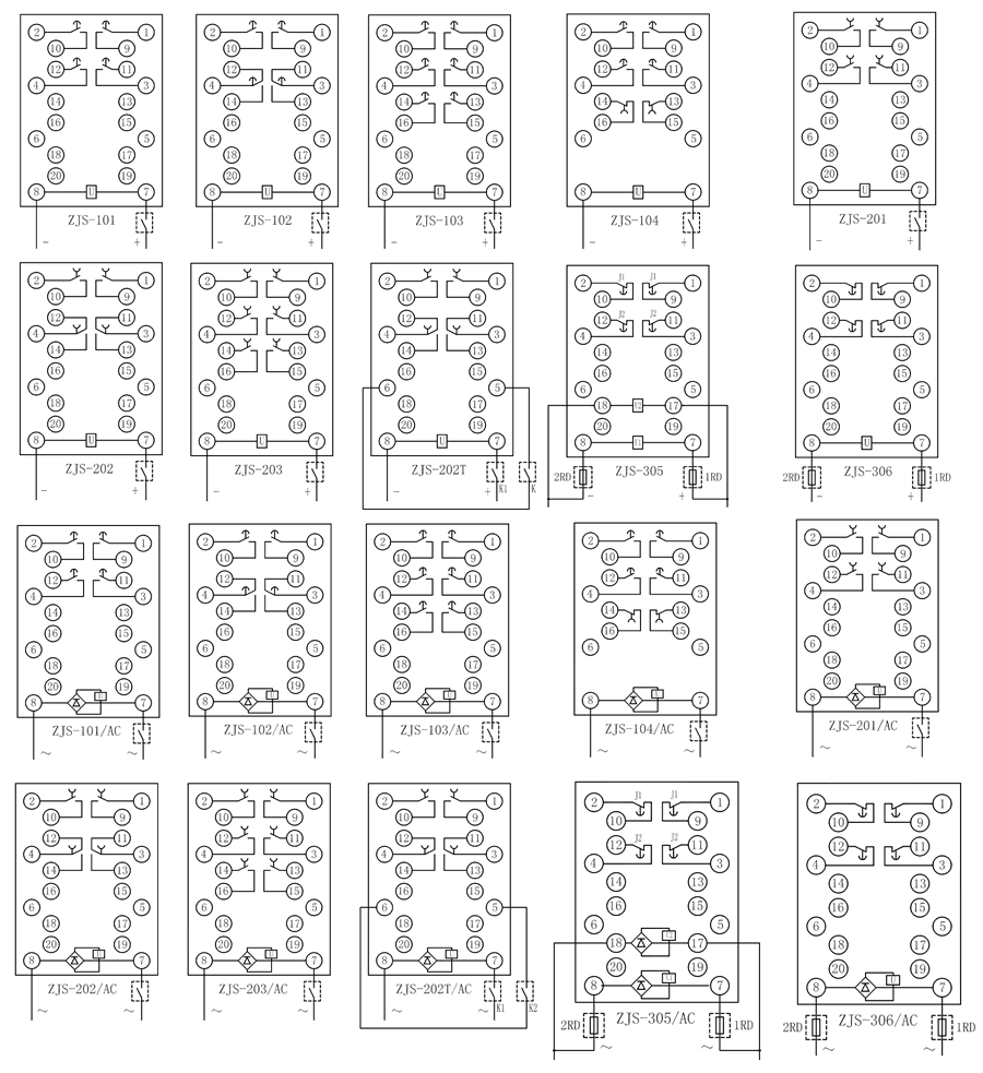 ZJS-101延時中間老龄产业内部接線圖