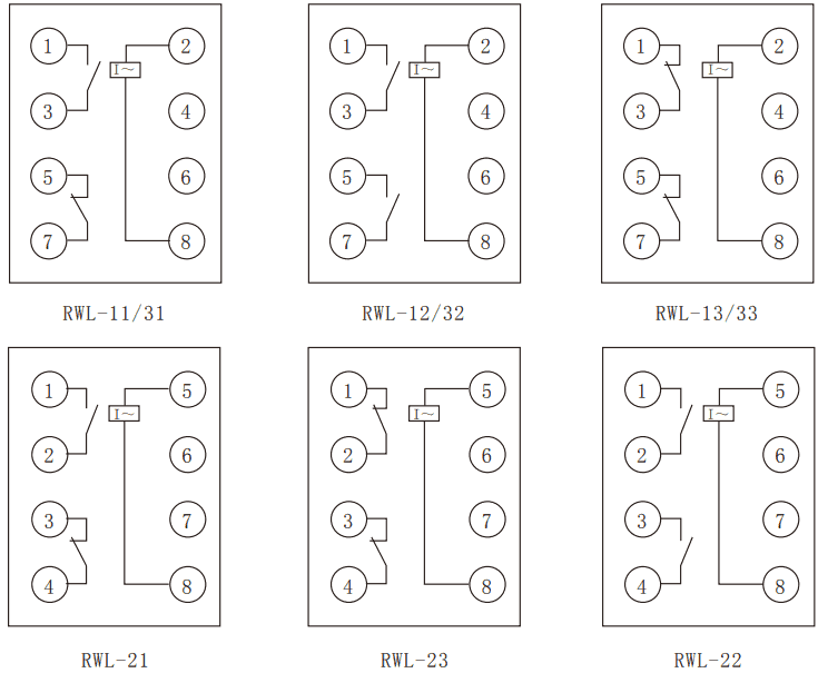 RWL系列無輔源電流老龄产业内部接線圖