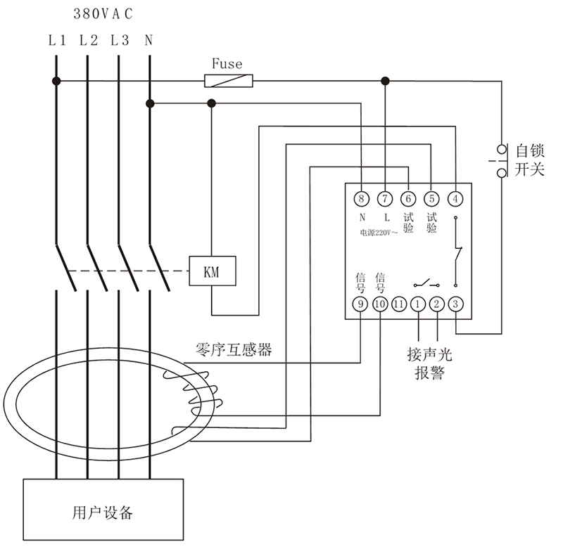 RLJ-400F漏電老龄产业典型應用接線圖