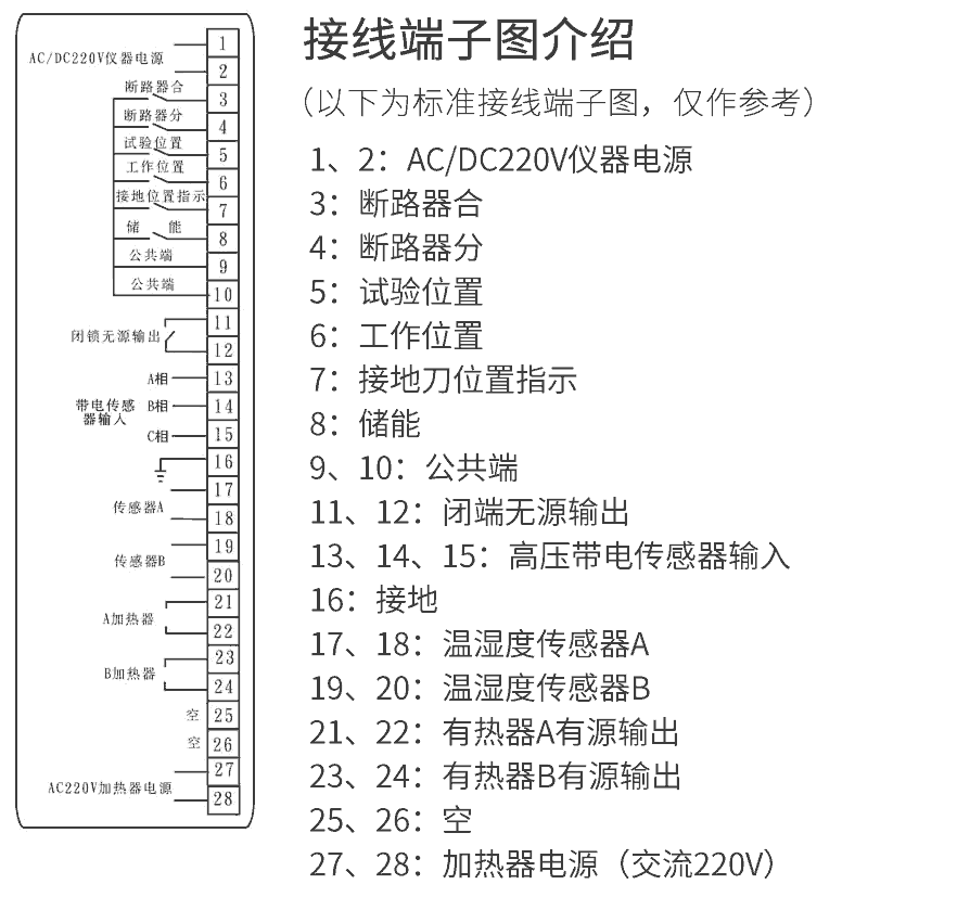 開關櫃狀态顯示儀接線端子圖